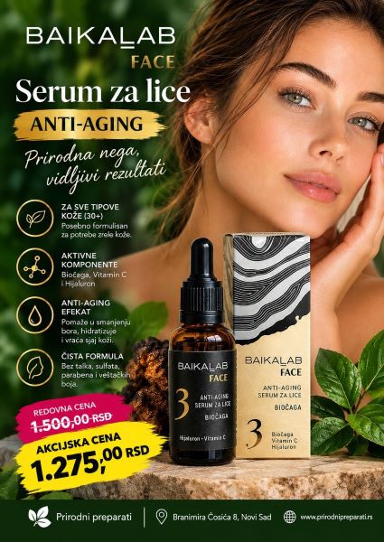 BAIKALAB FACE serum za lice za borbu protiv znakova starenja kože, poboljšava ten