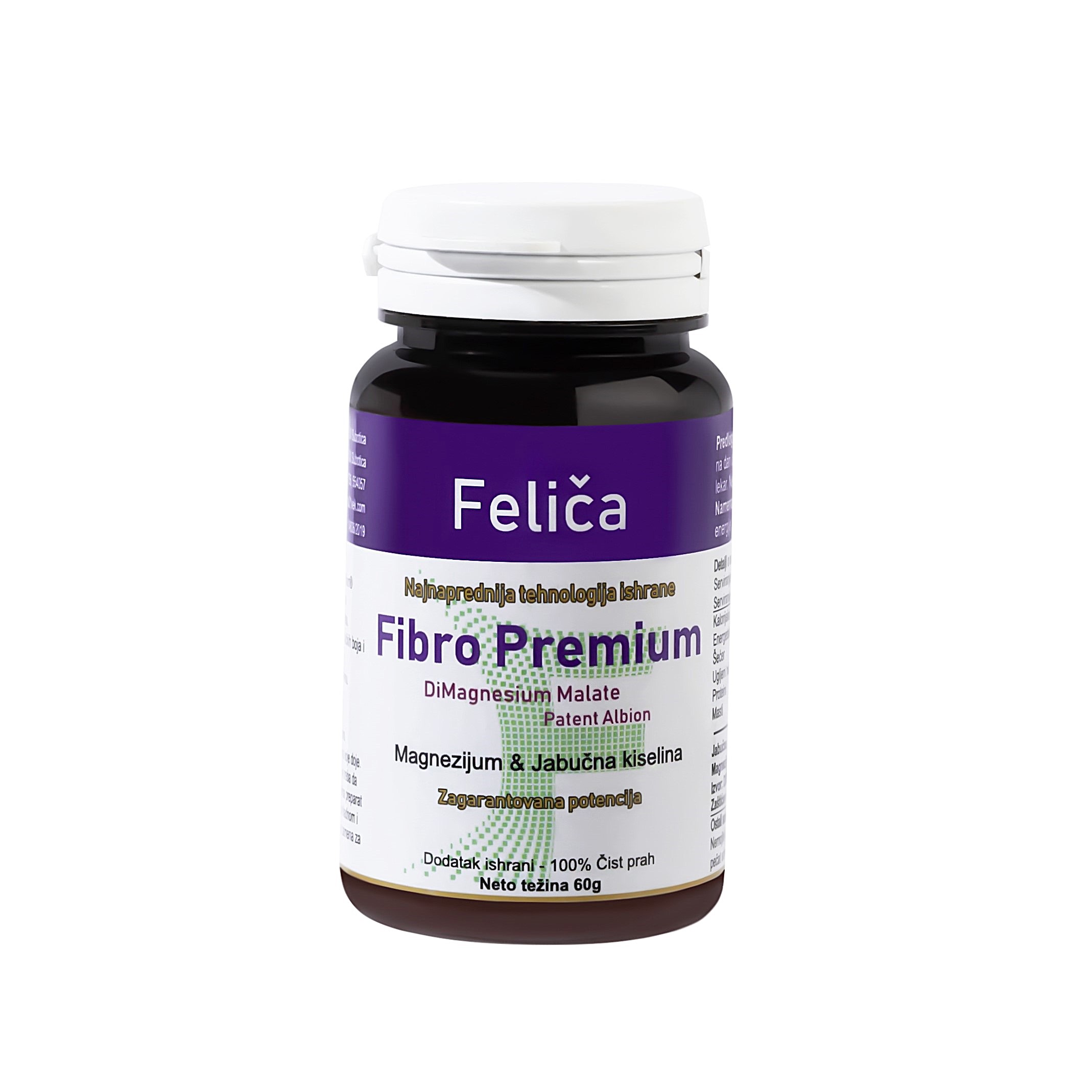 100% čist DiMagnezijum, Patent Albion® Visoko bioraspoloživ oblik malične kiseline sa magnezijumom