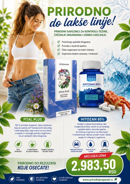 Fital Plus čaj + Hitozan 85% kapsule za prirodno mršavljenje