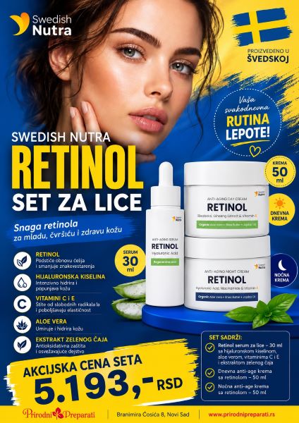 RETINOL SET ZA LICE( Anti-age efekat usporava pojavu bora i vraća elastičnost koži